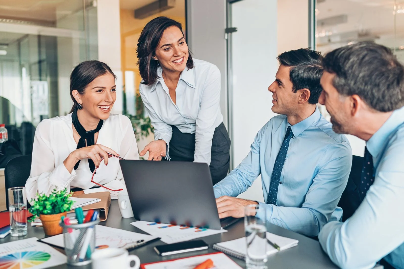 Business colleagues meeting laptop