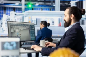 Network architect designing infrastructure