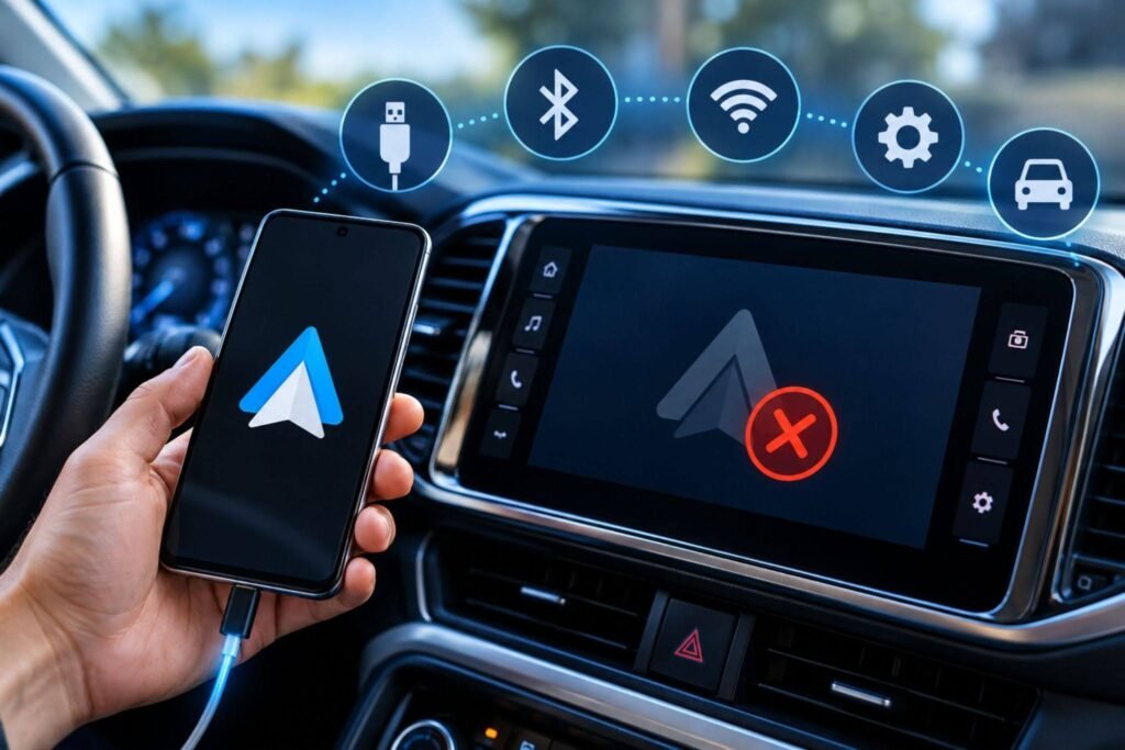 Android Auto not showing on your car screen with a phone connected to the vehicle infotainment system