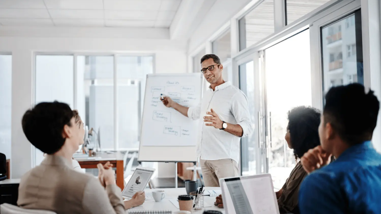 Business leadership strategy meeting
